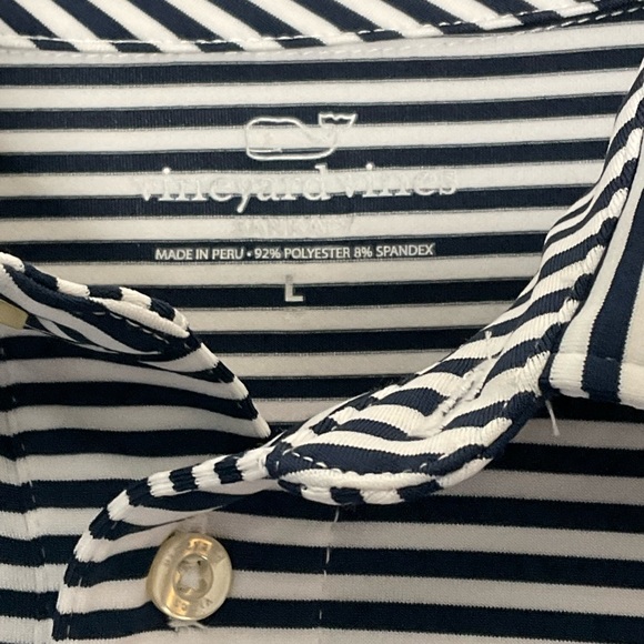Vineyard Vines Boys Sankaty Blue White Striped Short Sleeve Polo Button Shirt L - Picture 2 of 12
